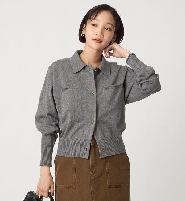 UNITED ARROWS green label relaxing「ポロニット カーディガン ウォッシャブル」|カーディガン|MD.GRAY