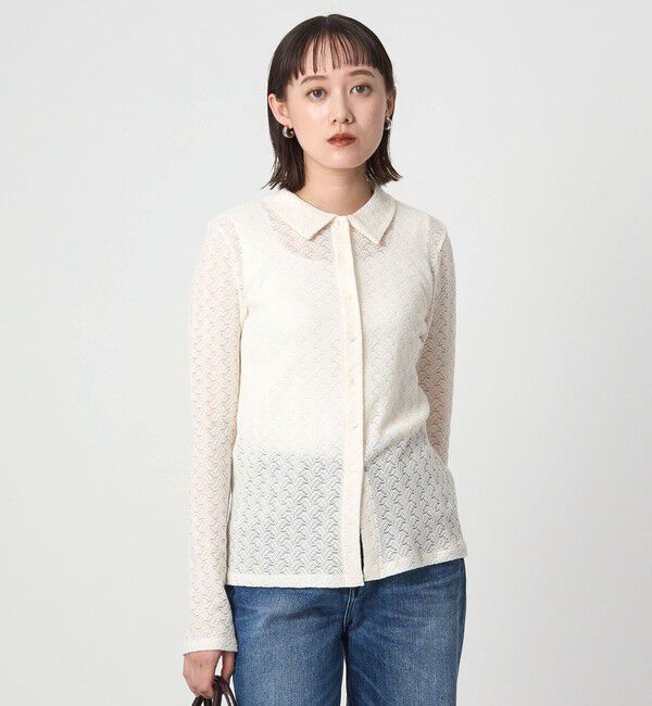 UNITED ARROWS green label relaxing「レース ポロプルオーバー」|Tシャツ・カットソー|OFF WHITE