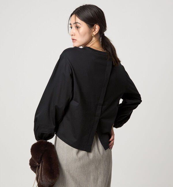 UNITED ARROWS green label relaxing「パフギャザー ロングスリーブ プルオーバー カットソー」|Tシャツ・カットソー|BLACK