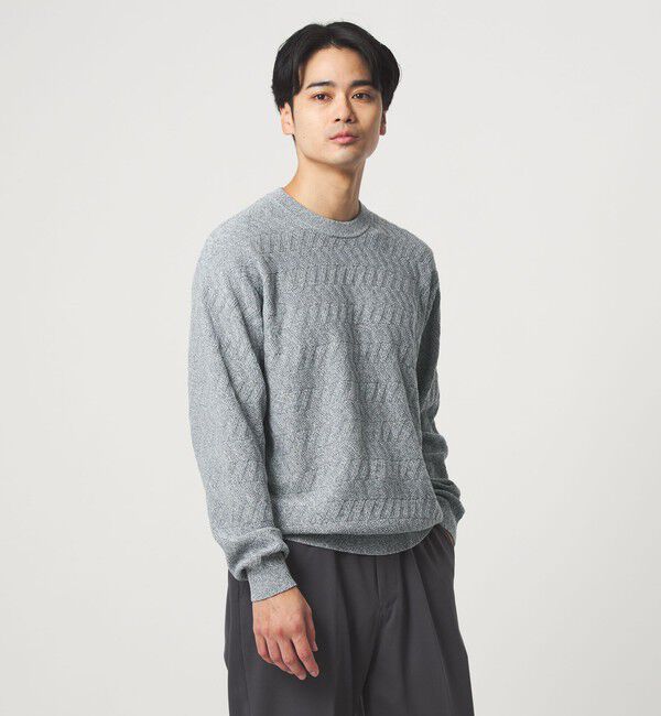UNITED ARROWS green label relaxing「ジグザグ ミックス クルーネック ニット」|ニット・セーター|MD.GRAY