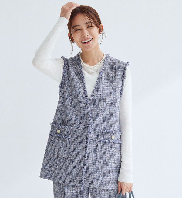 UNITED ARROWS green label relaxing「［size SHORTあり］ライト ツイードライク ジレ」|ベスト・ジレ|