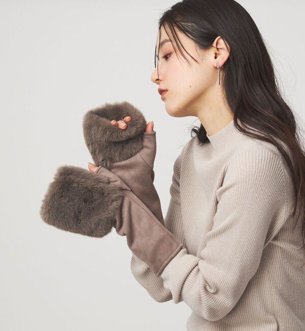 UNITED ARROWS green label relaxing「フェイクファー 切り替え アームウォーマー」|手袋|