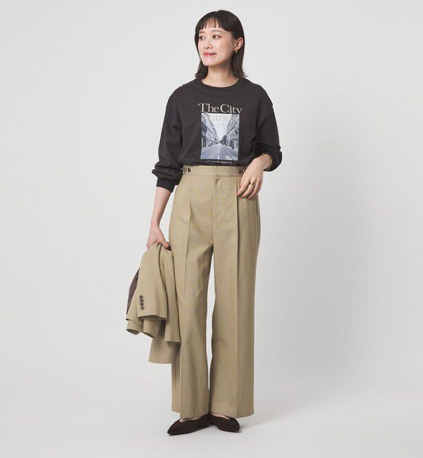 UNITED ARROWS green label relaxing「ラミーブレンド ワイド パンツ」|チノ|