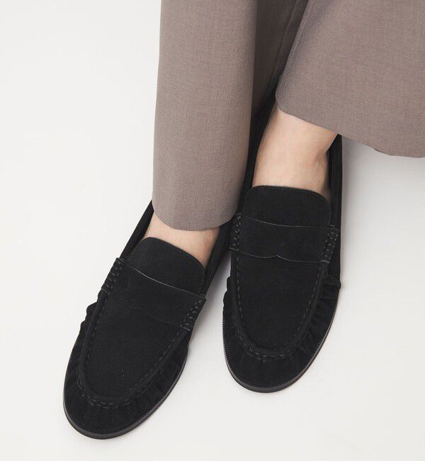 UNITED ARROWS green label relaxing「ギャザー ローファー」|その他|BLACK