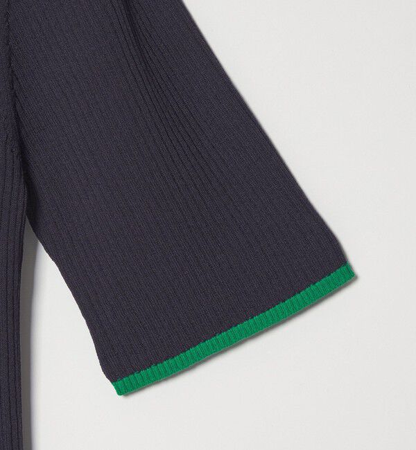 UNITED ARROWS green label relaxing「【WEB限定】＜at ease＞ソデサキ バイカラー 5分袖 プルオーバー ニット」|ニット・セーター|