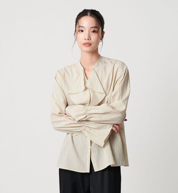 BEAUTY&YOUTH UNITED ARROWS「ラッフル スキッパーブラウス ウォッシャブル」|シャツ・ブラウス|NATURAL
