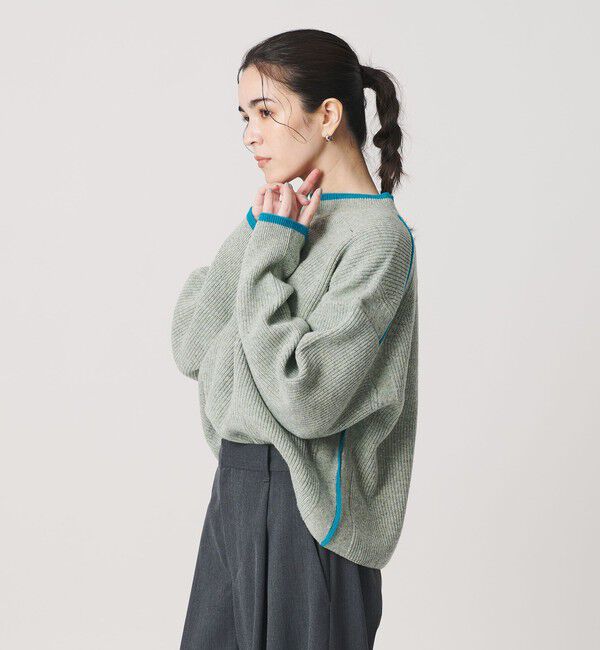 BEAUTY&YOUTH UNITED ARROWS「ネップカラーライン クルーネック ニットプルオーバー」|ニット・セーター|LIME