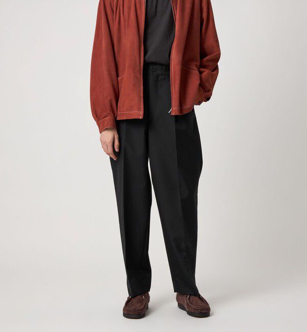 STEVEN ALAN「＜Steven Alan＞ ウール オックスフォード アウト ワンプリーツ スラックス」|スラックス|BLACK