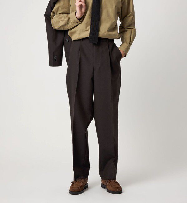STEVEN ALAN「＜Steven Alan＞ ウール オックスフォード アウト ワンプリーツ スラックス」|スラックス|DK.BROWN