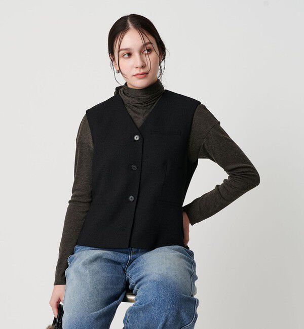 BEAUTY&YOUTH UNITED ARROWS「ポリエステル ツイードライクベスト」|ベスト・ジレ|BLACK