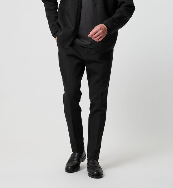 BEAUTY&YOUTH UNITED ARROWS「【WEB限定 WARDROBE SMART】ダブルニット ノープリーツ スラックス パンツ/セットアップ対応」|チノ|BLACK