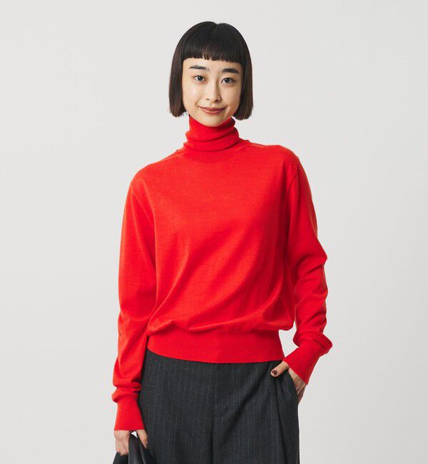 BEAUTY&YOUTH UNITED ARROWS「ウールポリエステル ハイゲージタートルネックニット ウォッシャブル」|ニット・セーター|RED