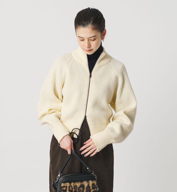 BEAUTY&YOUTH UNITED ARROWS「ウールブレンドアゼ ジップショートカーディガン」|カーディガン|OFF WHITE