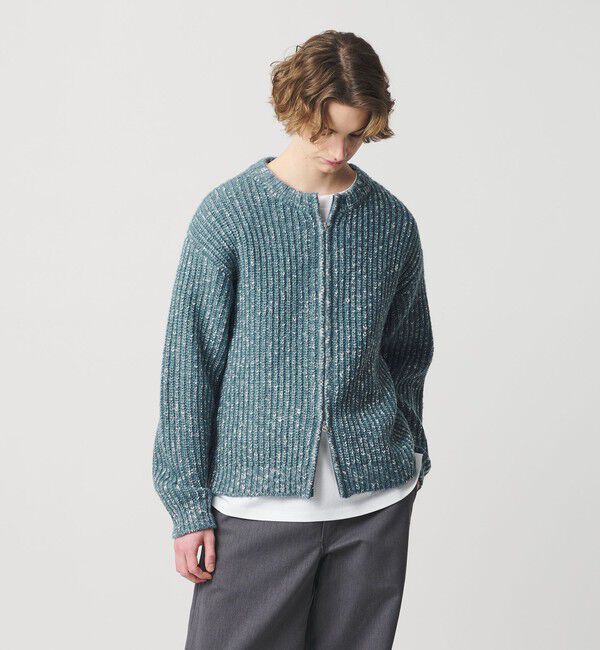 MONKEY TIME「スラブ クルーネック ジップ カーディガン」|カーディガン|