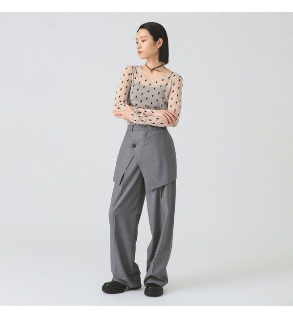 Ray BEAMS 「フロッキー プリント シアー ラウンドネック トップス」|Tシャツ・カットソー|