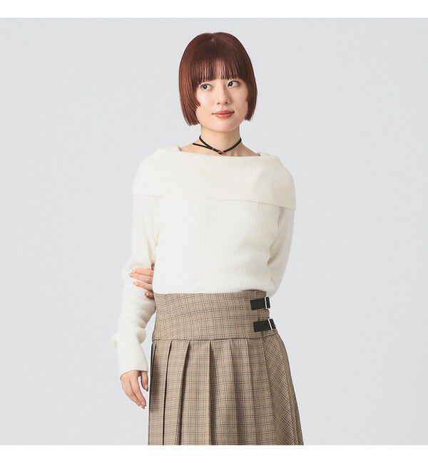 Ray BEAMS 「リブ オフショルダー プルオーバー」|ニット・セーター|OFF WHITE