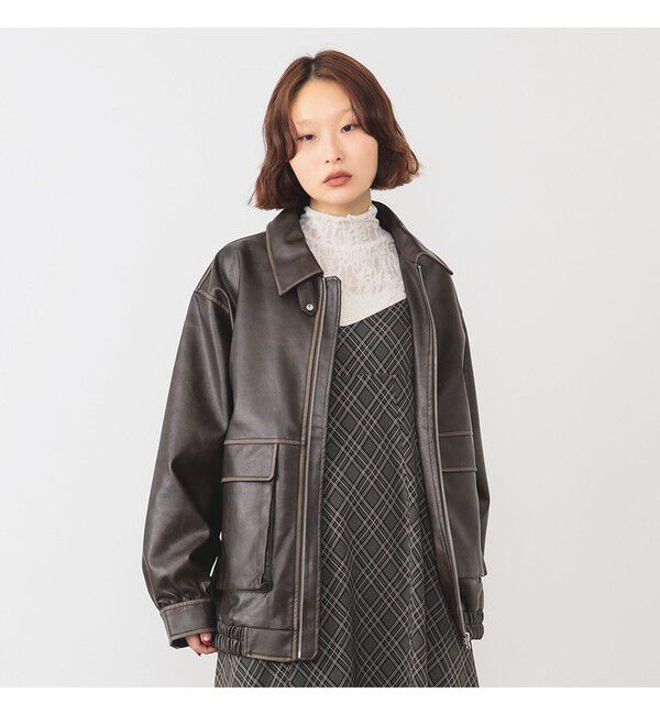 Ray BEAMS 「フェイクレザー フライト ジャケット」|ブルゾン・スタジャン|