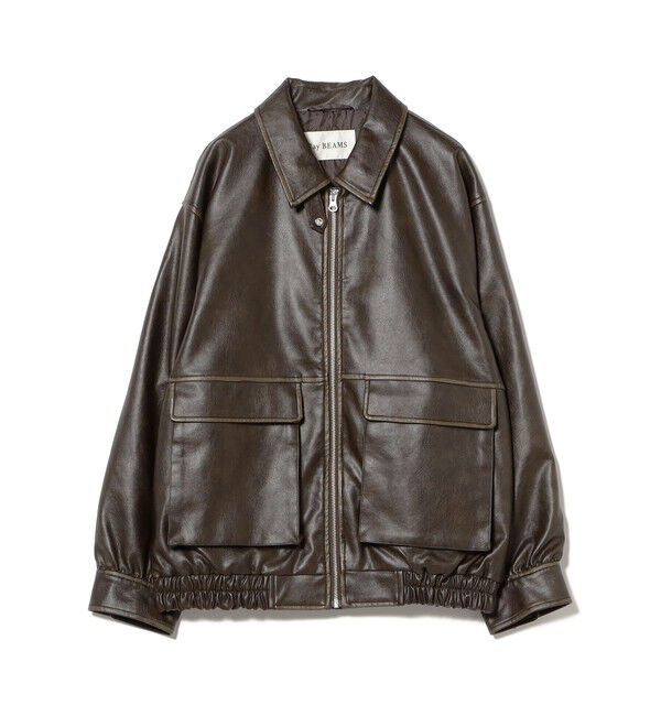 Ray BEAMS 「フェイクレザー フライト ジャケット」|ブルゾン・スタジャン|