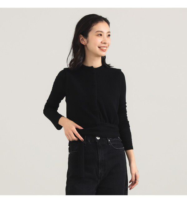 Demi-Luxe BEAMS 「TAN / カシミヤ ストライプ スカーフベスト」|ニット・セーター|BLACK&times;CHARCOAL