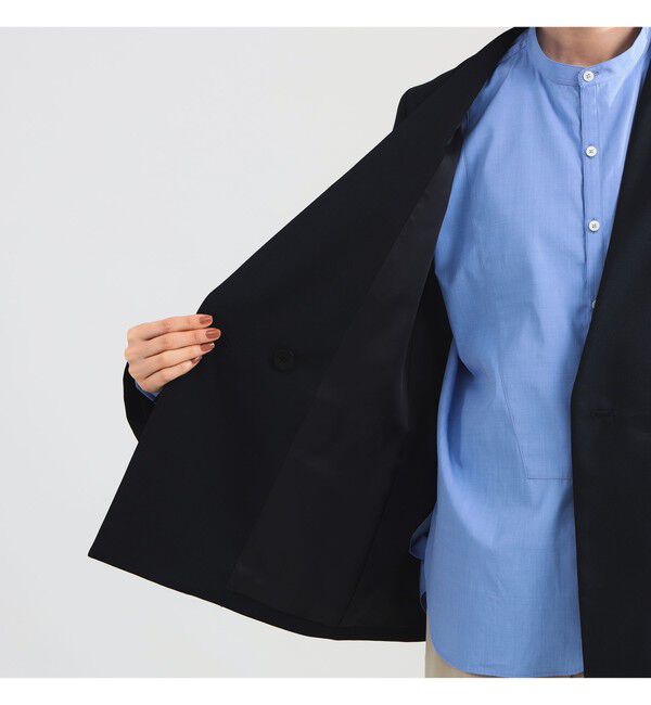 Demi-Luxe BEAMS 「ポリエステル ウール ラペルレス ジャケット」|ダッフルコート|