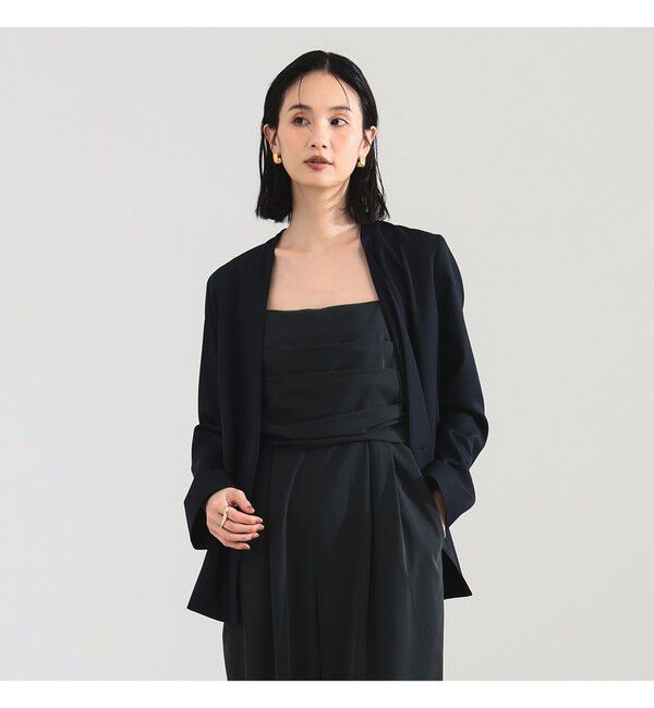 Demi-Luxe BEAMS 「ポリエステル ウール ラペルレス ジャケット」|ダッフルコート|