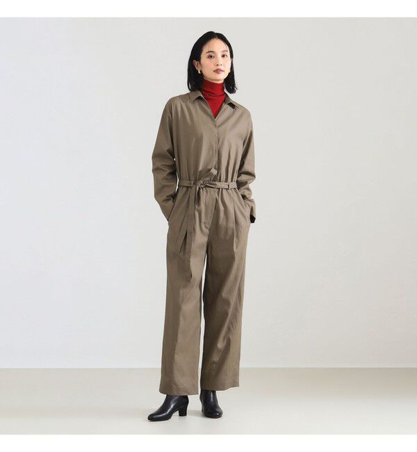 Demi-Luxe BEAMS 「スキッパー ギャバ ジャンプスーツ」|オールインワン|KHAKI