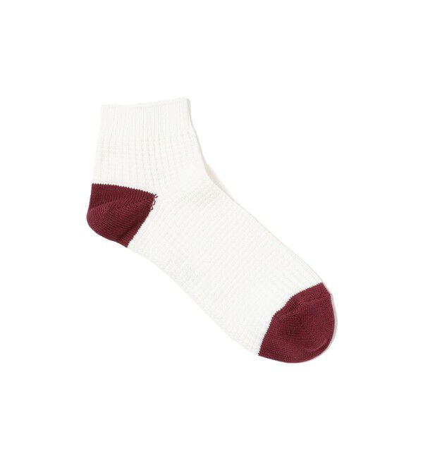 BEAMS「2トーン ワッフル ミドル ソックス」|ソックス|WHITE