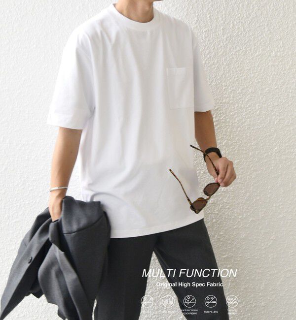 SHIPS any「SHIPS any:〈接触冷感/遮熱/UVカット機能等〉サマーファンクション ポケット Tシャツ 26SS◆」|Tシャツ・カットソー|ホワイト