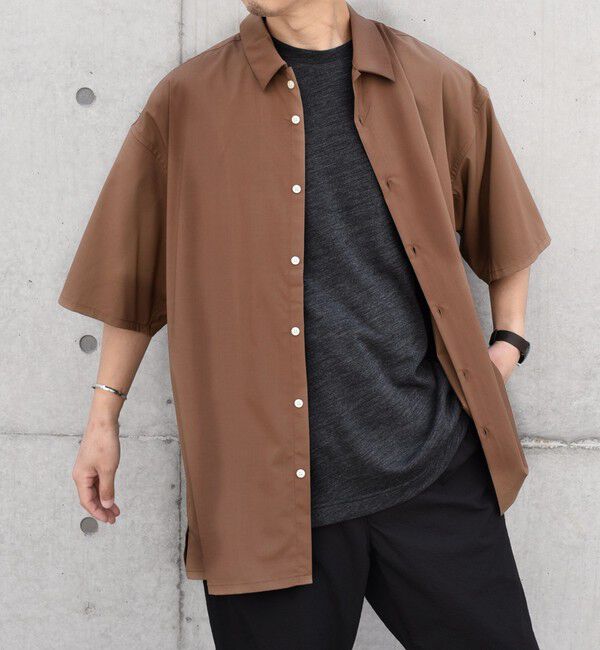 SHIPS any「SHIPS any: バンブー レーヨン ルーズ ハーフスリーブ シャツ ［BRIOS］◇」|シャツ・ブラウス|ブラウン