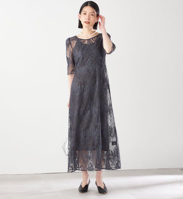 SHIPS for women「kaene:スパンコール 刺繍 ワンピース（セレモニー対応可）」|ワンピース|