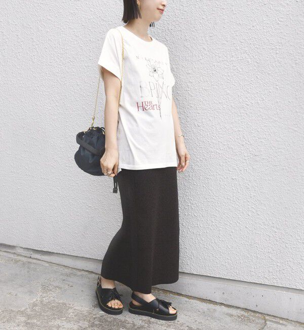 SHIPS for women「【WEB限定】〈手洗い可能〉フラワー 箔 プリント ロゴ TEE」|Tシャツ・カットソー|