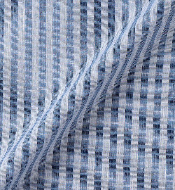 SHIPS any「SHIPS any: 〈洗濯機可能〉コットン / リネン ブルー ストライプ 7分袖 プルオーバーシャツ◇」|シャツ・ブラウス|