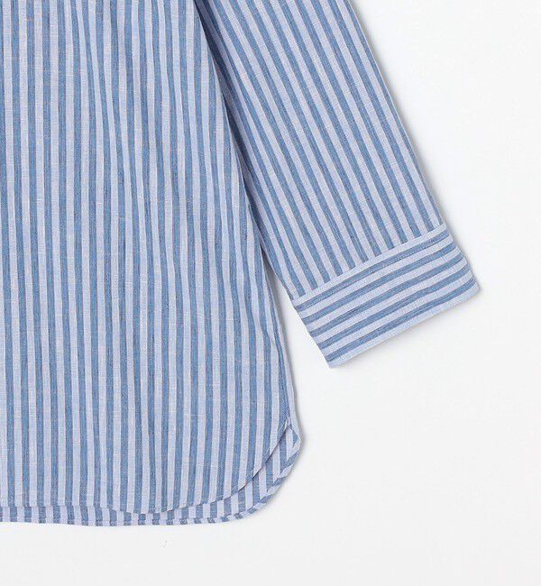 SHIPS any「SHIPS any: 〈洗濯機可能〉コットン / リネン ブルー ストライプ 7分袖 プルオーバーシャツ◇」|シャツ・ブラウス|