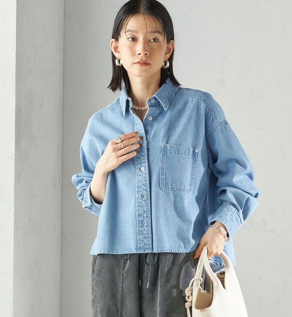SHIPS for women「〈洗濯機可能〉ショート丈 デニム シャツ」|シャツ・ブラウス|