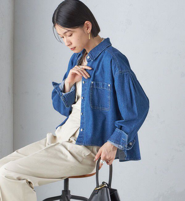 SHIPS for women「〈洗濯機可能〉ショート丈 デニム シャツ」|シャツ・ブラウス|