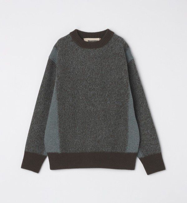 SHIPS「Slopeslow: TRICOLOR CREW NECK SWEATER」|ニット・セーター|ブルー系
