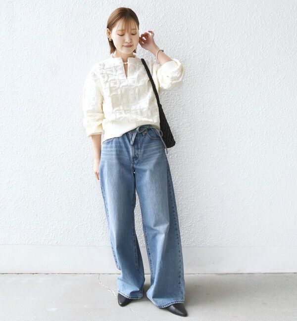 SHIPS for women「【WEB限定】〈洗濯機可能〉2WAY フラワー ジャカード ハーフ ジップ プルオーバー」|ニット・セーター|