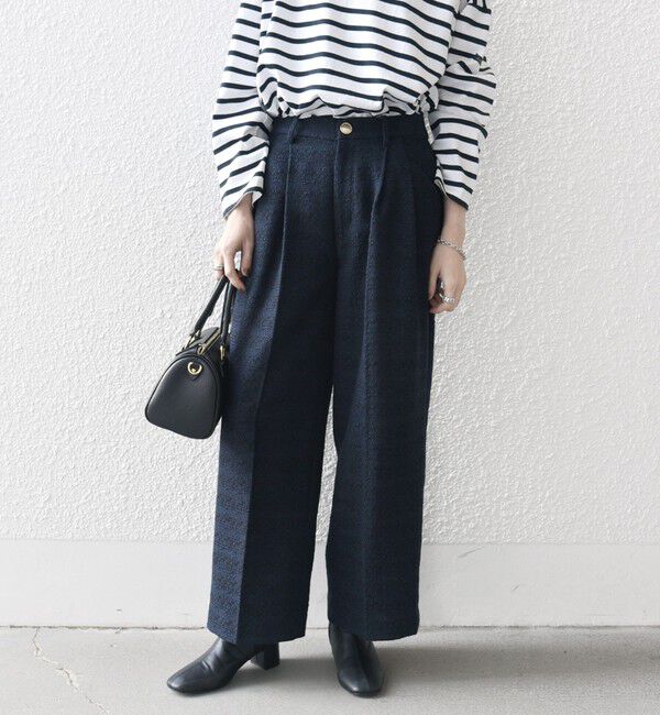 SHIPS any「SHIPS any: ツイード タック セミワイド パンツ［NAVY BLUE］」|その他|