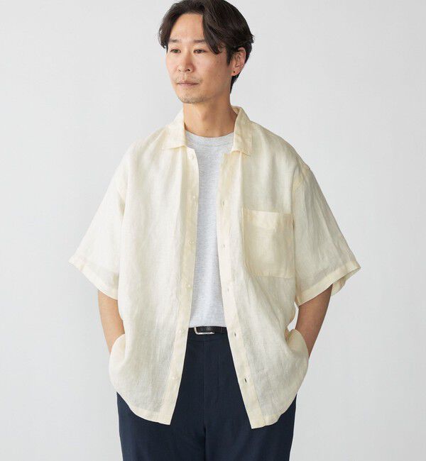 SHIPS「SHIPS: リネン パナマ ウィークエンド ショートスリーブ シャツ」|シャツ・ブラウス|ホワイト