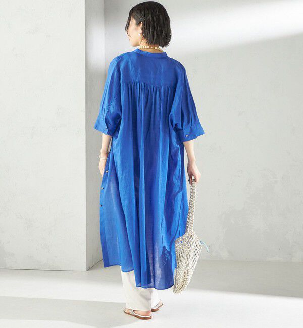 SHIPS for women「〈手洗い可能〉ラミー 4 スタンドカラー シャツ ワンピース」|ワンピース|