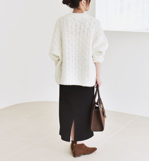 quaranciel「quaranciel:〈手洗い可能〉透かし編み クルーネック ドルマン ルーズ ニット プルオーバー」|ニット・セーター|