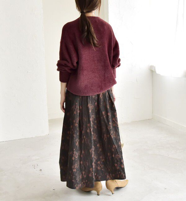 quaranciel「quaranciel:〈洗濯機可能〉フラワー ジャカード タック ギャザー フレア スカート」|フレア|