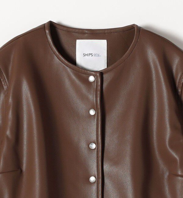 SHIPS any「SHIPS any: コンパクト ドット スナップ カーディガン ジャケット」|ノーカラージャケット|