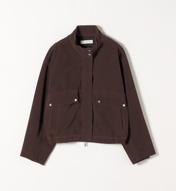 quaranciel「quaranciel〈洗濯機可能〉ポリエステル スエード スタンドカラー ジップ ショート ブルゾン」|ブルゾン・スタジャン|