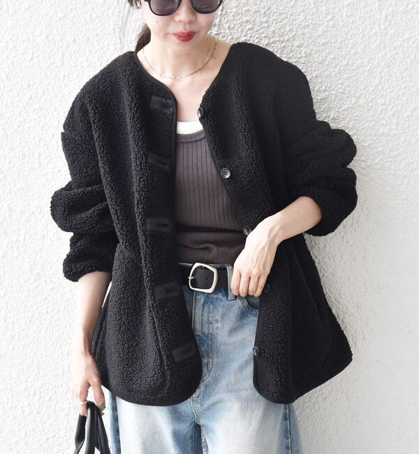 SHIPS any「SHIPS any:〈洗濯機可能〉ボア フリース 2WAY フーディー ブルゾン」|ブルゾン・スタジャン|