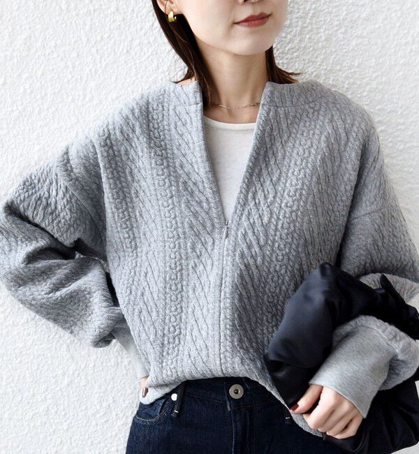 SHIPS for women「〈手洗い可能〉ケーブル ジャージー スキッパー プルオーバー」|Tシャツ・カットソー|