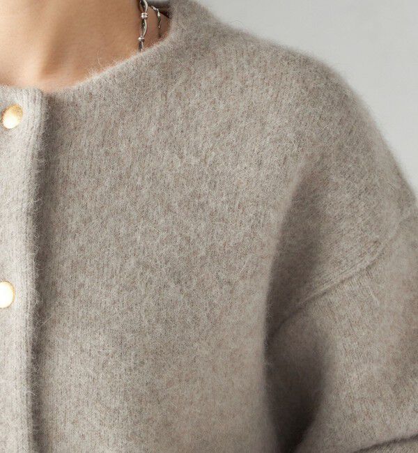 SHIPS for women「フォックス ブレンド ノーカラー ニット コート」|ノーカラーコート|