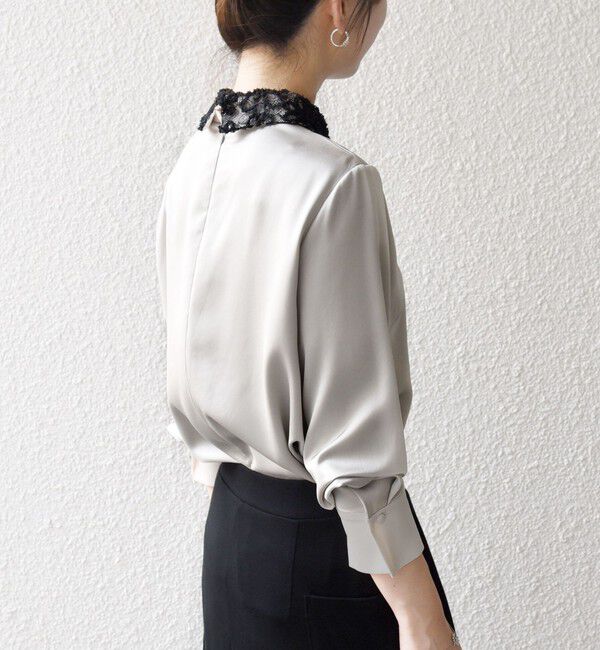 SHIPS any「《一部追加予約》SHIPS any:〈洗濯機可能〉サテン レースカラー ブラウス」|シャツ・ブラウス|