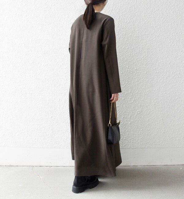 SHIPS any「SHIPS any: ウーステッド パイピング ボタン ロングスリーブ フレア ワンピース」|ワンピース|