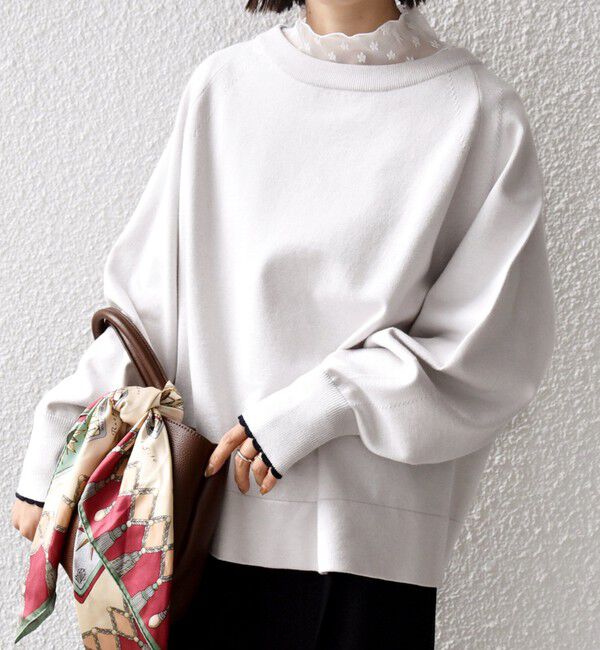 SHIPS for women「〈手洗い可能〉コットン カシミヤ混 スカラップヘム ボートネック プルオーバー」|ニット・セーター|